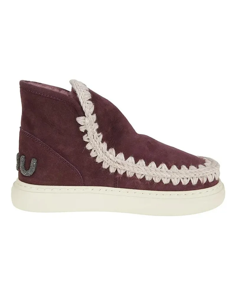 Mou Stiefel Burgundy Suede Ankle Boots With Whipstitch Detaili rot Rot