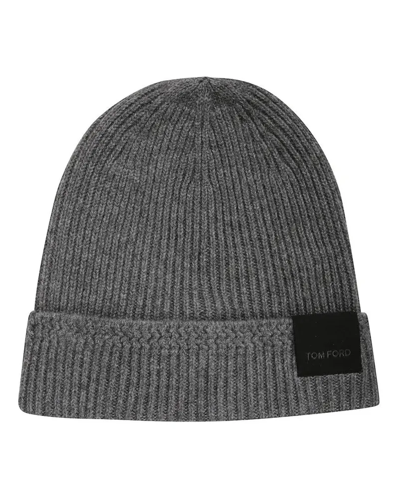 Tom Ford Caps & Mützen Classic Beanie With Logo Patch grau Grau