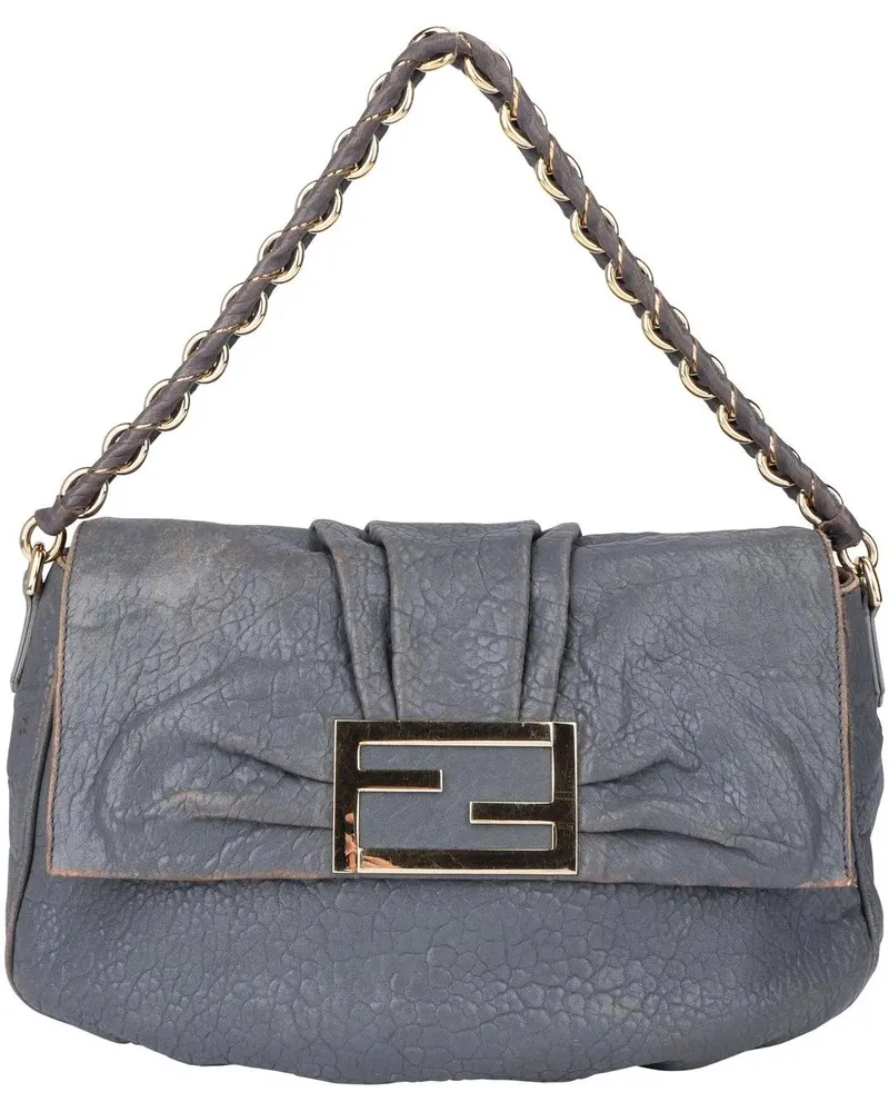 Fendi Crossbody Bags  Grey Leather Big Baguette Buckle Shoulder Ba grau Grau