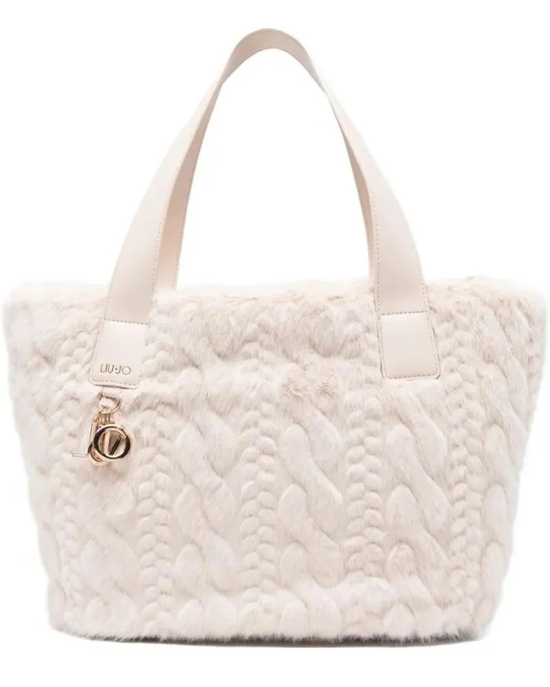 Liu Jo Shopper & Totes Plush Cable-Knit Tote Handbag With Zip Closure beige Beige