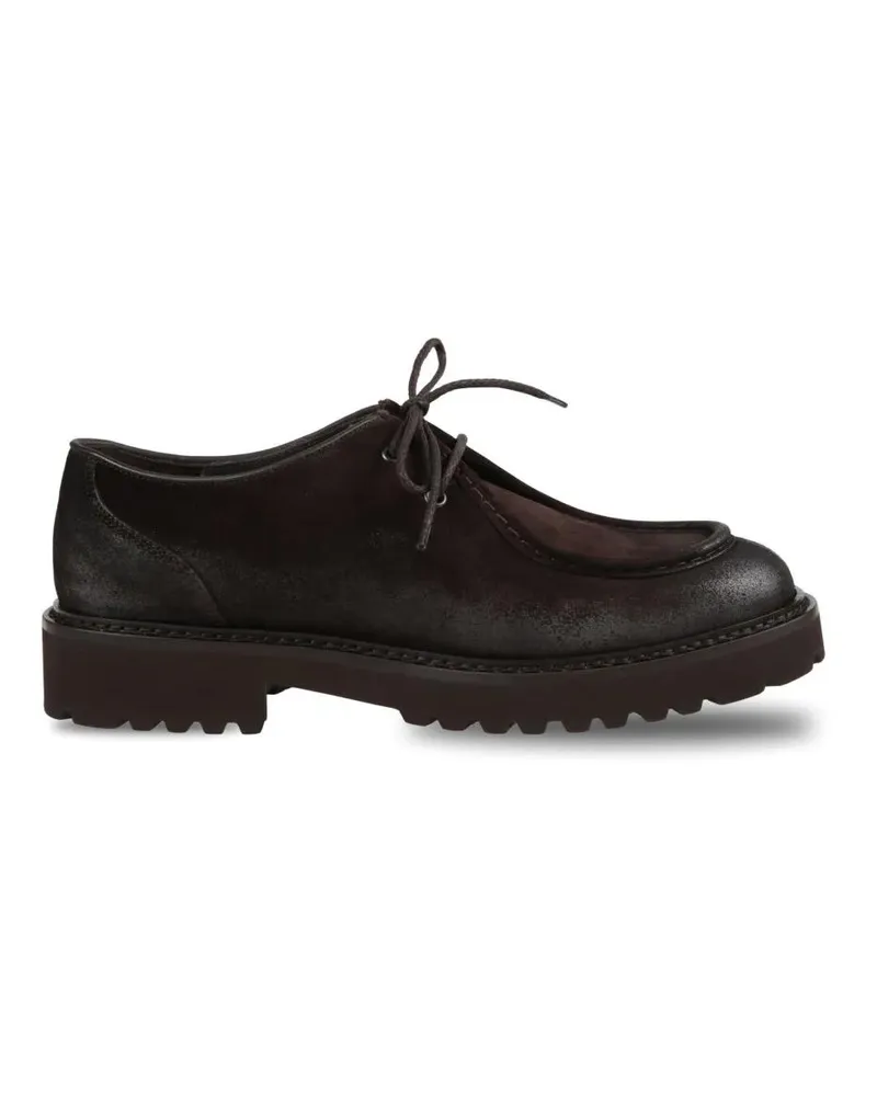 Doucal´s Polished Derby Lace-Up Shoes With Rounded Toe schwarz Schwarz