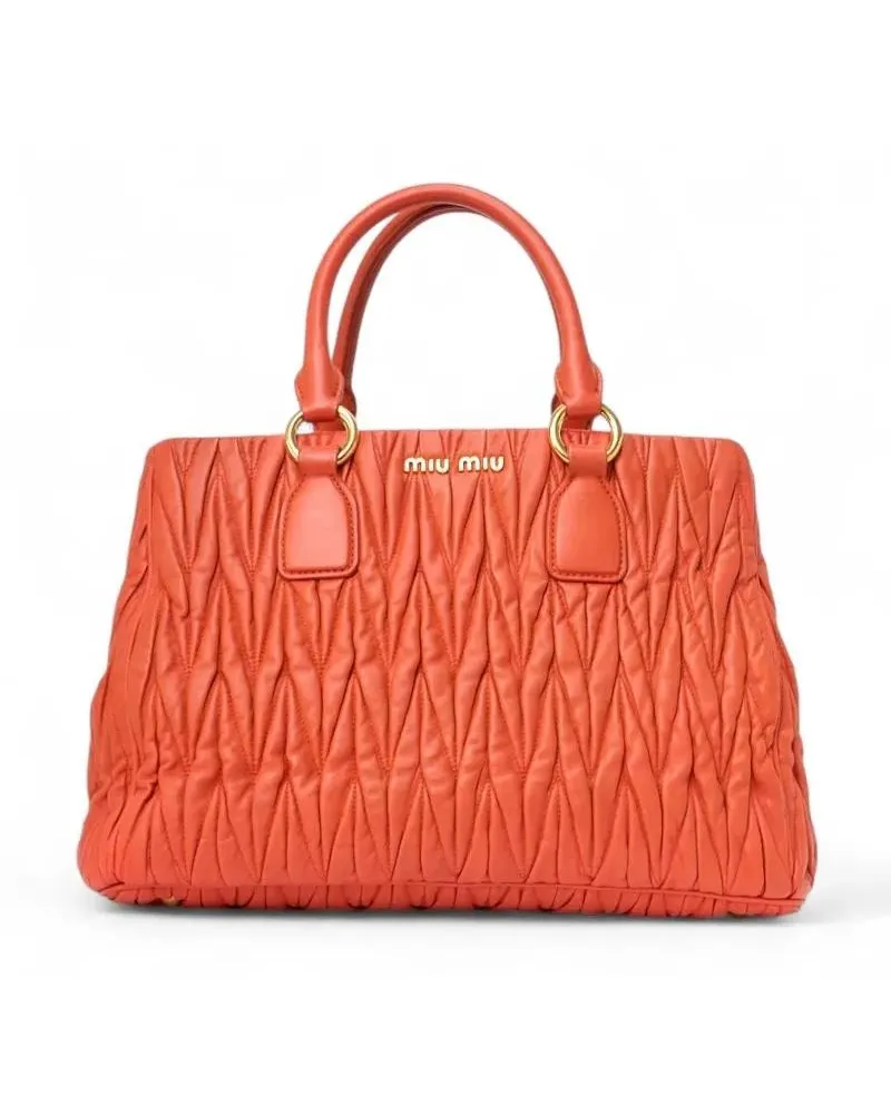 Miu Miu Shopper & Totes Medium Square Shopper In Orange Embossed Leather rot Rot