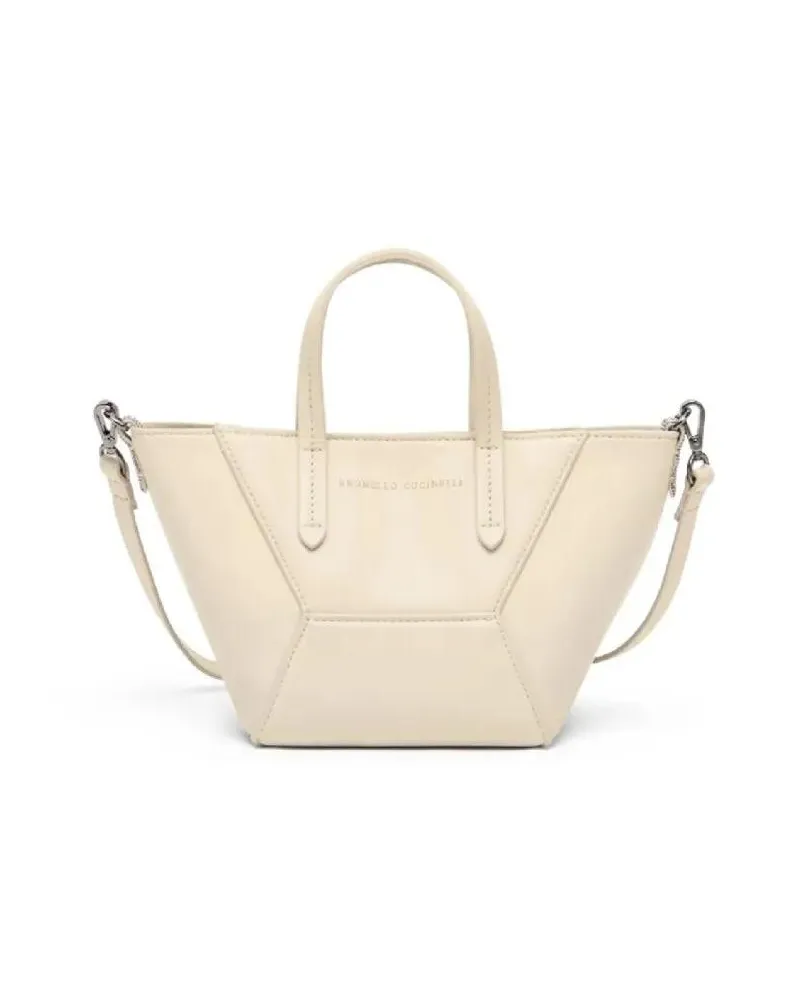Brunello Cucinelli Crossbody Bags Structured Handbag With Geometric Design beige Beige