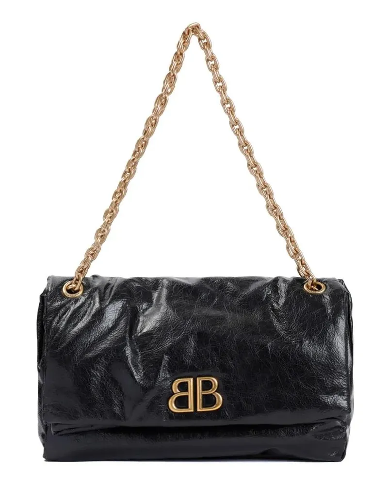 Balenciaga Hobo Bags Monaco Chain Black Calf Leather Bag schwarz Schwarz