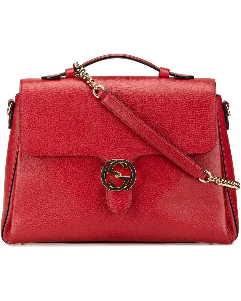 Gucci Hobo Bags 2016-2025 Medium Dollar Calf Interlocking G Satche rot Rot