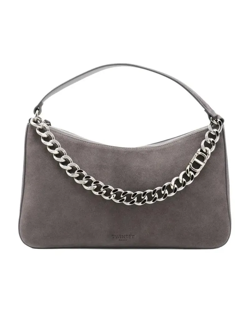 Twin-Set Crossbody Bags Textured Grey Bag With Metallic Chain Strap grau Grau