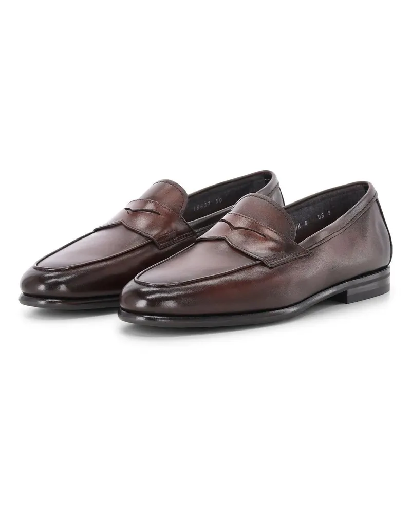 Santoni Low-Top Sneaker Loafer aus Leder braun Braun