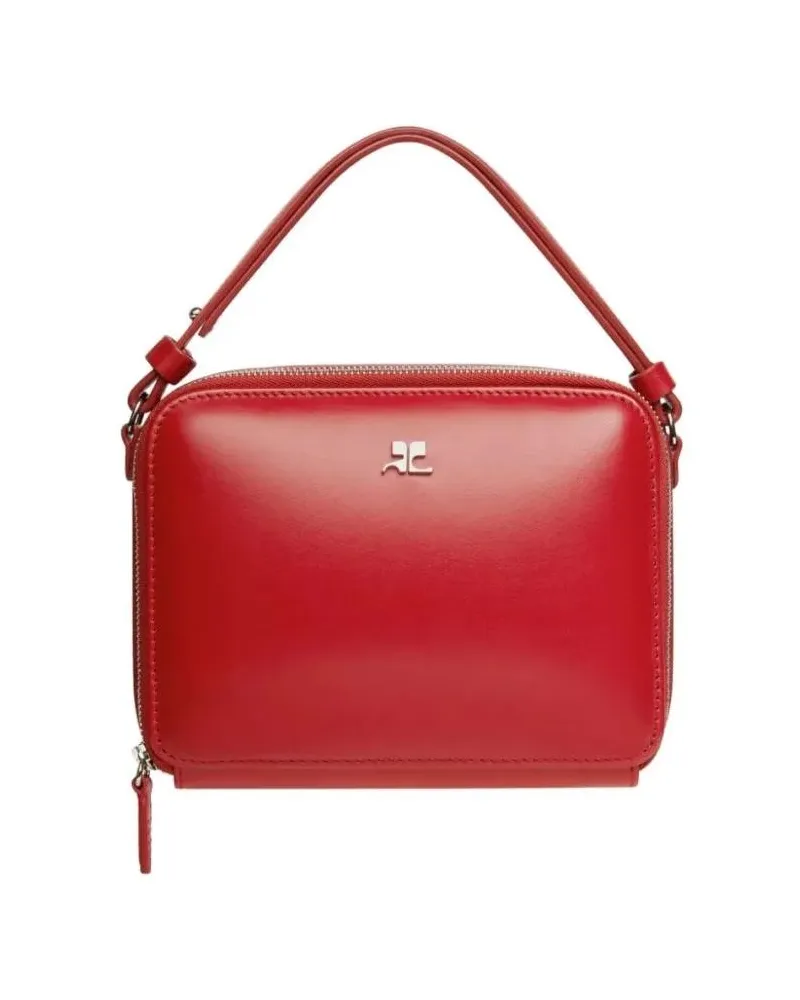 Courrèges Hobo Bags Ruby Red Calf Leather Shoulder Bag With Silver-Ton rot Rot