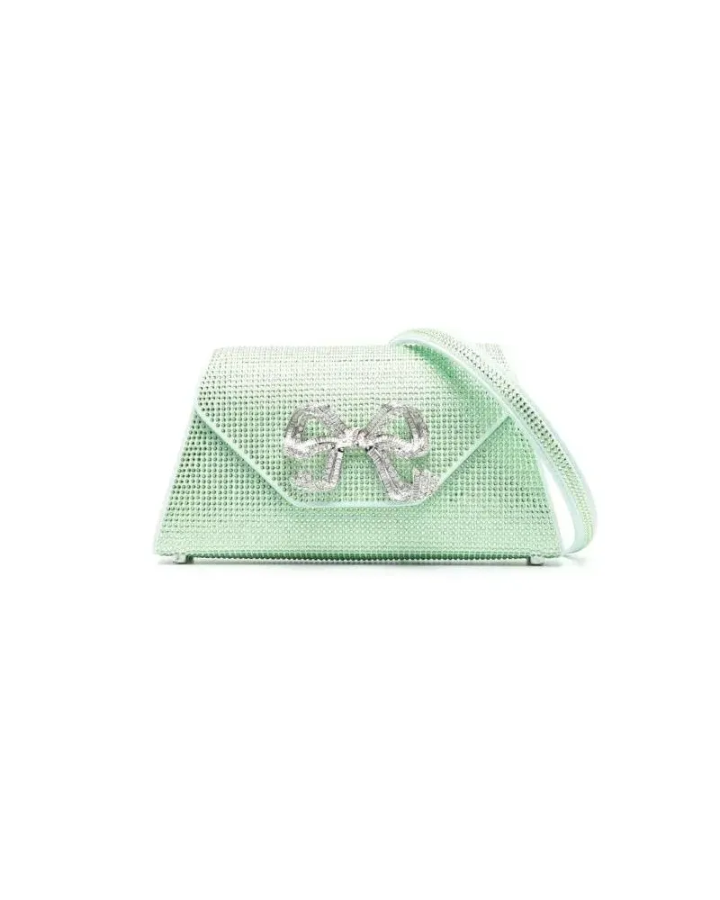 Self-Portrait Shopper Green Mini Bow Shoulder Bag Grün