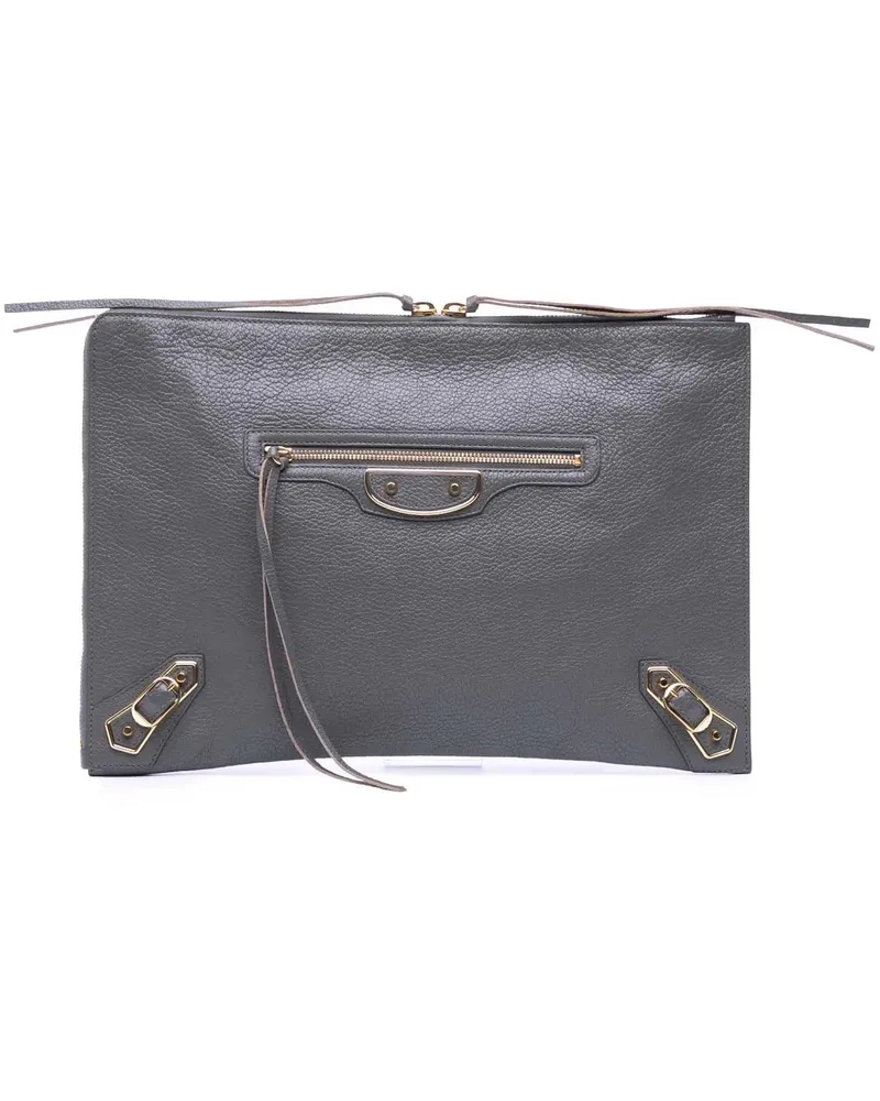 Balenciaga Clutches Goatskin Motocross Classic Metallic Edge Clutch grau Grau