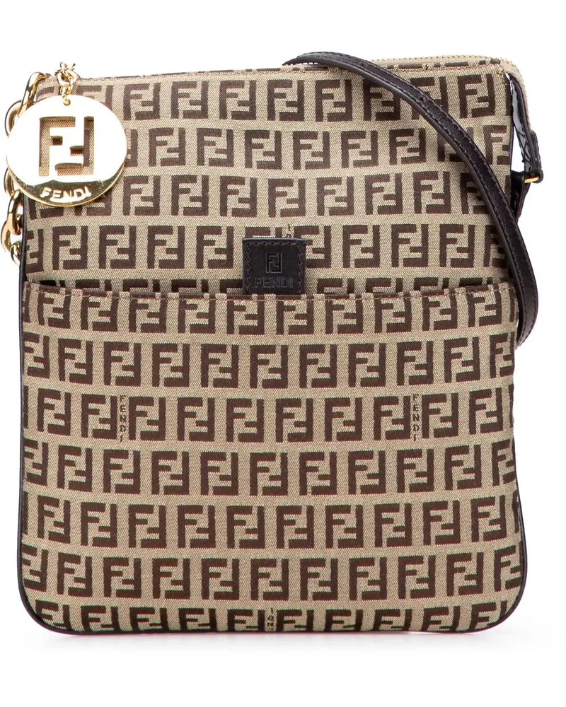 Fendi Hobo Bags Zucchino Coated Canvas Forever Crossbody braun Braun