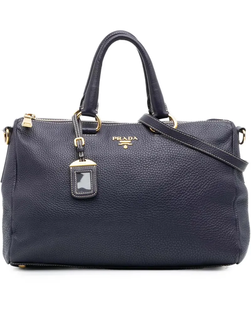 Prada Hobo Bags Vitello Phenix Bauletto Satchel blau Blau