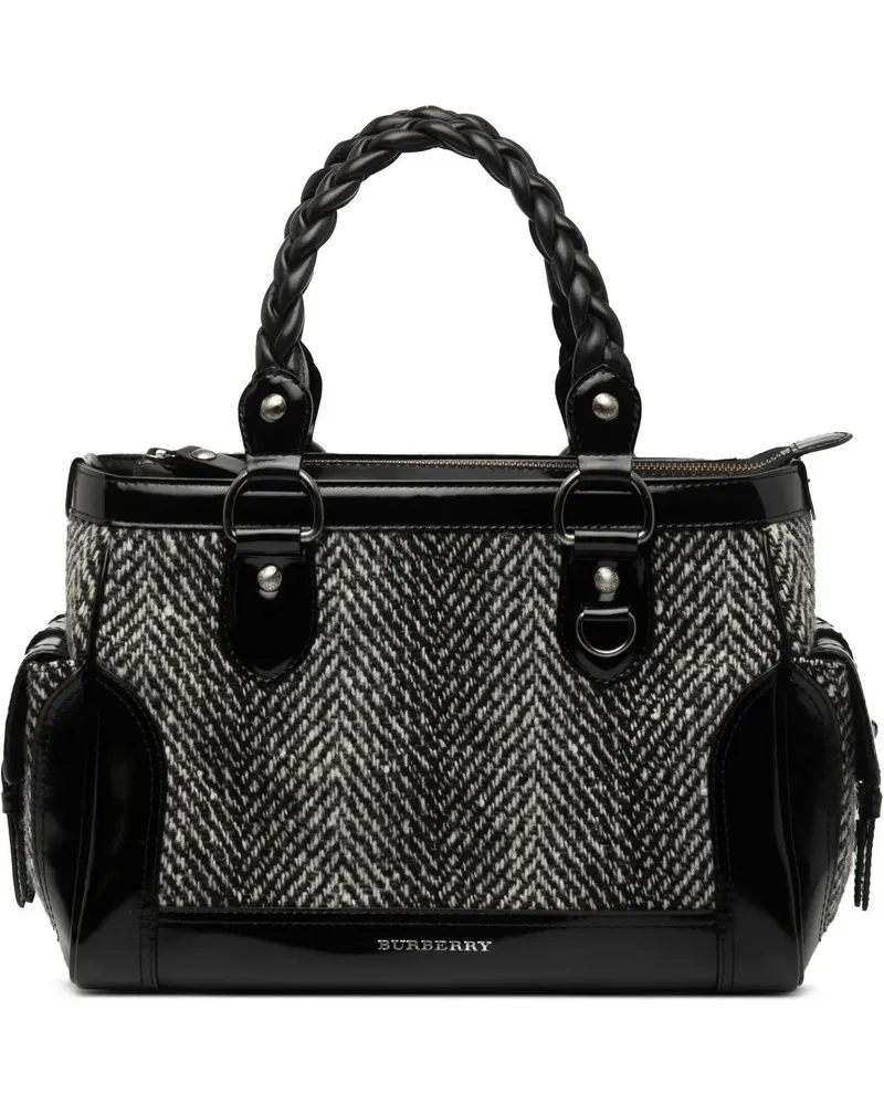 Burberry Crossbody Bags Leather Trimmed Wool Cargo Handbag schwarz Schwarz