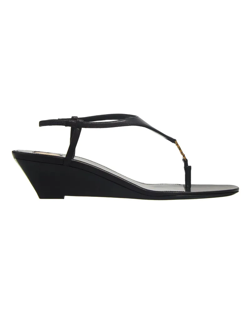 Saint Laurent Sandalen Cassandra Wedges schwarz Schwarz