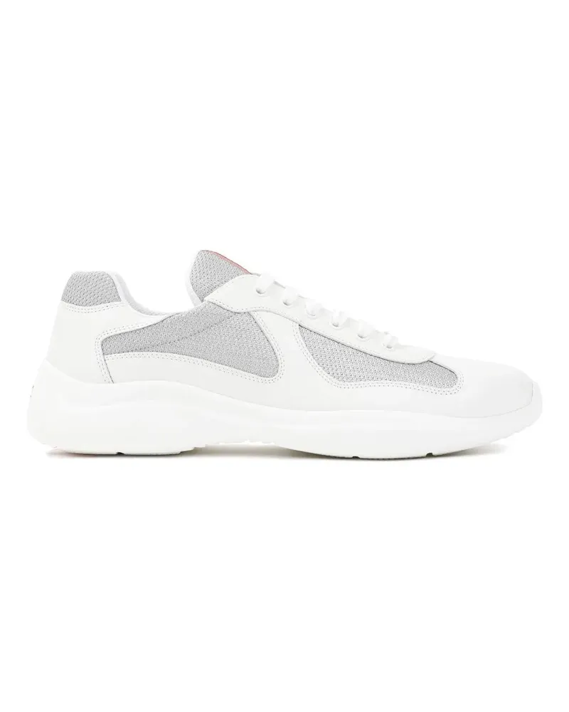 Prada Low-Top Sneaker White Leather And Mesh Americas Cup Sneakers weiß Weiß
