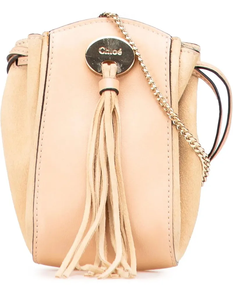 Chloé Hobo Bags Mini Leather and Suede Sac Fringe Crossbody braun Braun