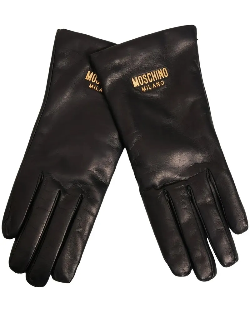 Moschino Handschuhe Leather gloves schwarz Schwarz