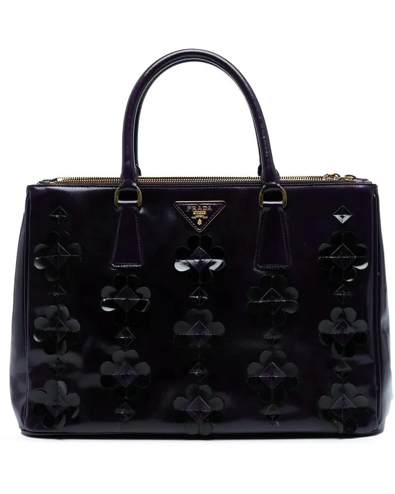 Prada Hobo Bags Medium Spazzolato Flowers Galleria Double Zip Satc orange Orange