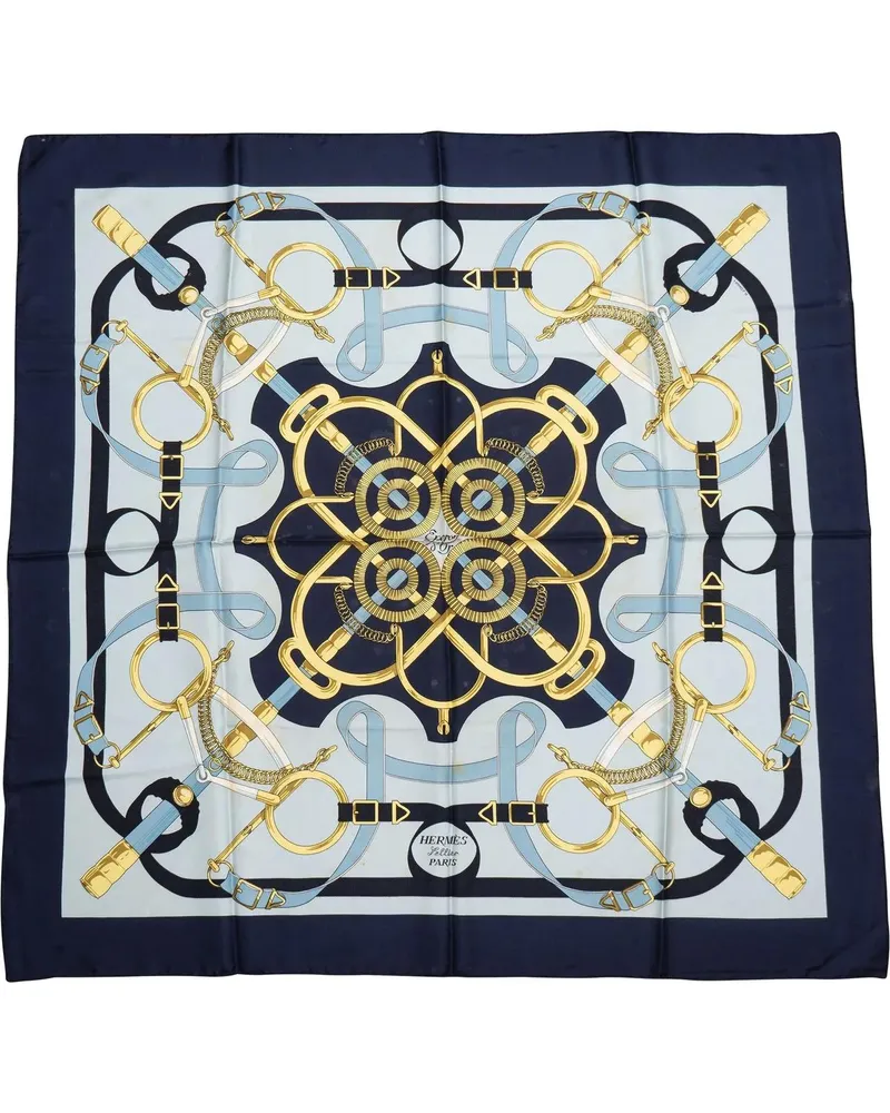 Hermès Tücher & Schals Hermes Classic Eperon d`Or Silk Carre 90 Scarf Tuc blau Blau