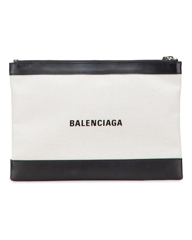 Balenciaga Clutches M Canvas Navy Clip Clutch weiß Weiß