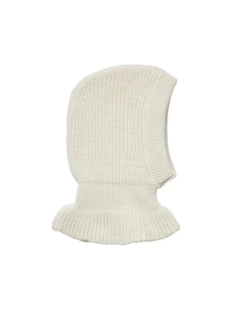 Christophe Lemaire Caps & Mützen Ribbed Knit Balaclava-Style Hat With Flared Hem weiß Weiß