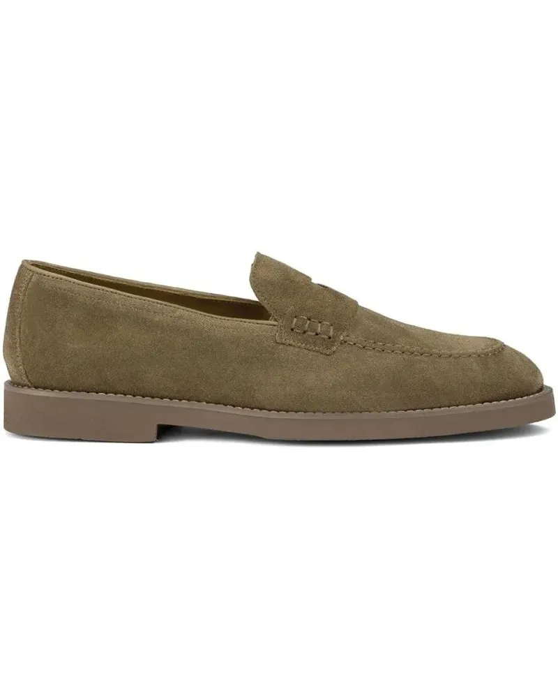 Doucal´s Loafer Closed Suede Loafers With Stitched Detail braun Braun