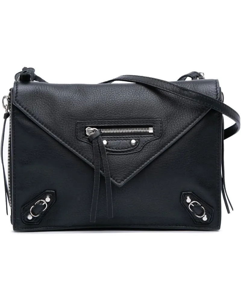 Balenciaga Hobo Bags XS Leather Papier Triple Zip Around Crossbody schwarz Schwarz