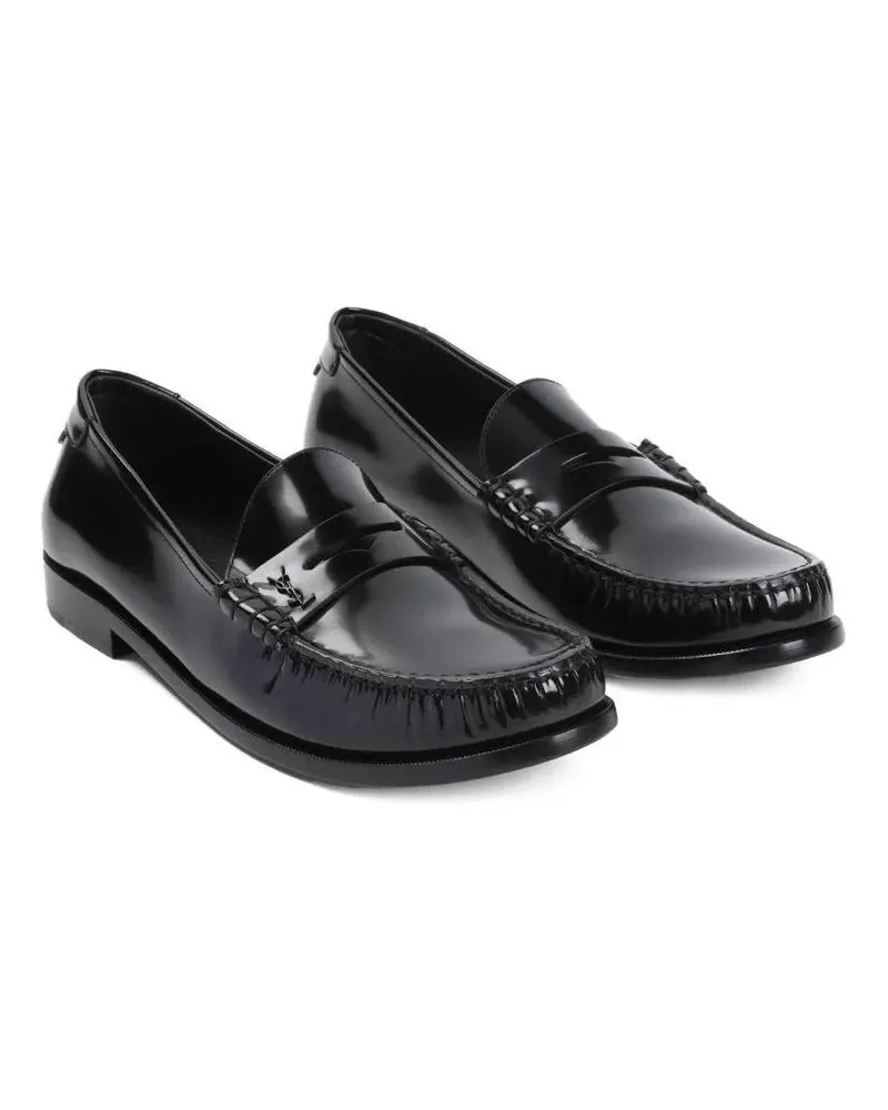 Saint Laurent Loafer Black Calf Leather Le Loafer 15 Mocassin schwarz Schwarz