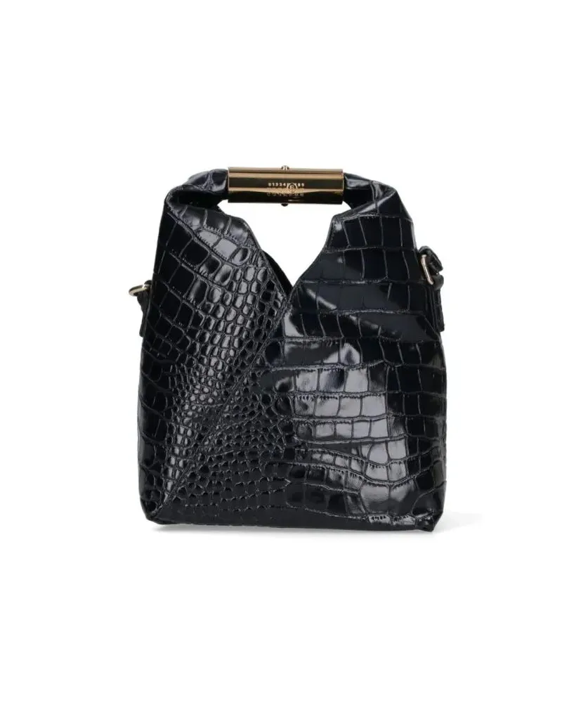 Maison Margiela Hobo Bags Structured Black Bag With Minimalist Design schwarz Schwarz