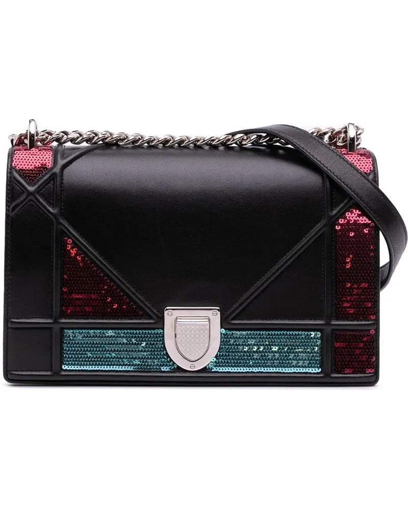 Dior Hobo Bags Medium Lambskin Sequin Diorama Flap schwarz Schwarz