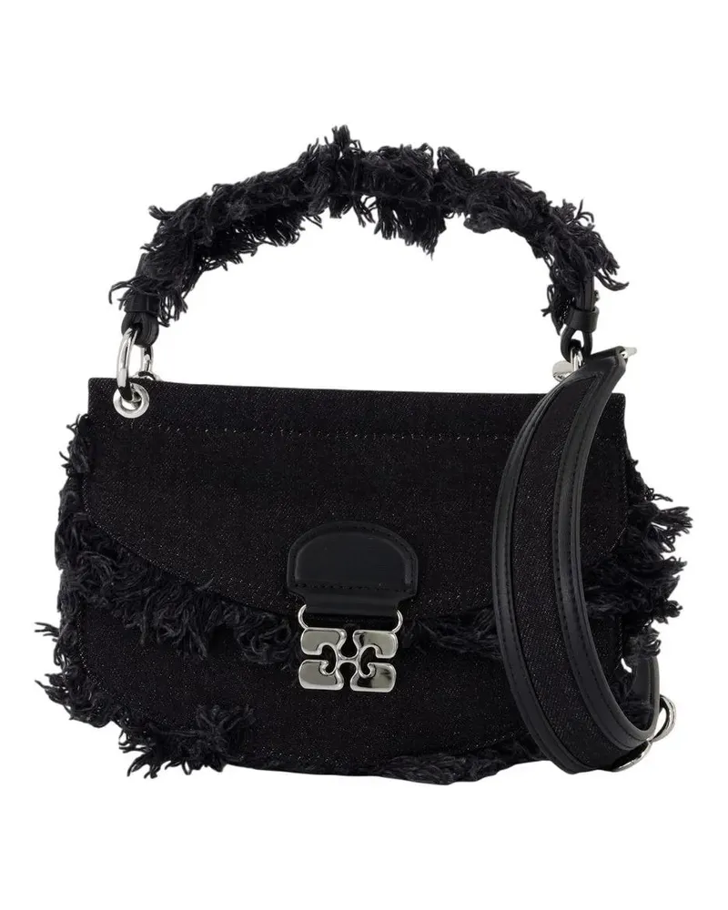 Ganni Hobo Bags Apo G Mini Crossbody - Cotton - Black schwarz Schwarz