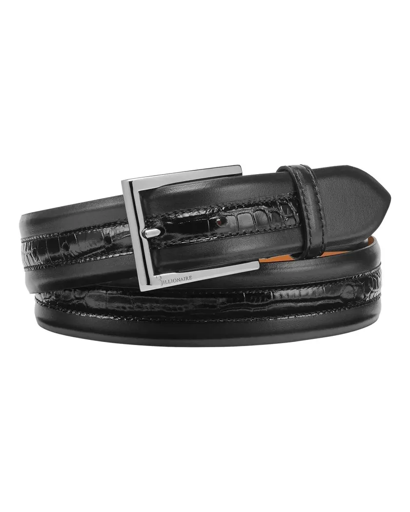 Billionaire Gürtel Leather Belt Crocco schwarz Schwarz