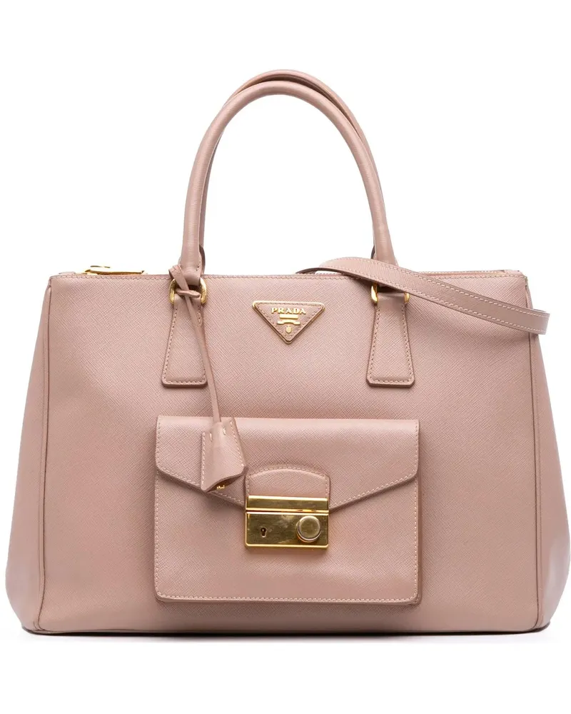 Prada Hobo Bags Saffiano Lux Galleria Double Zip Front Pocket Satc rosa Gold