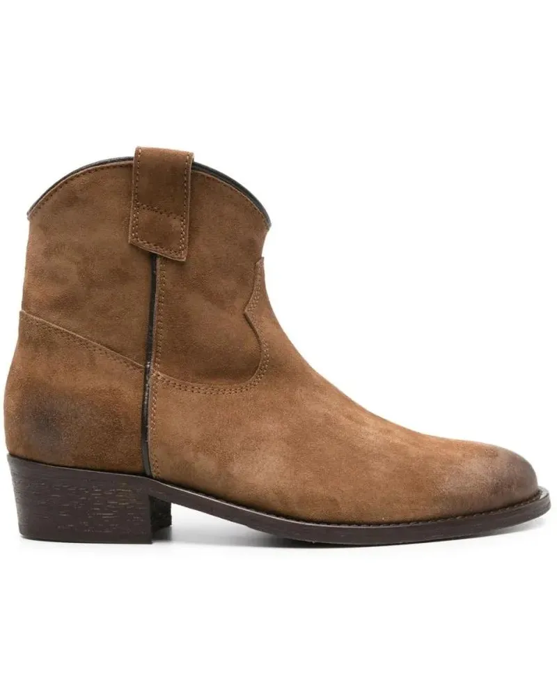 Via Roma 15 Stiefel Camel Brown Calf Suede Ankle Boots braun Braun