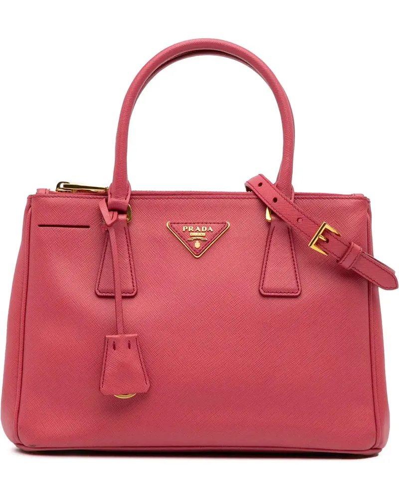 Prada Hobo Bags Small Saffiano Lux Galleria Double Zip Satchel rosa Gold
