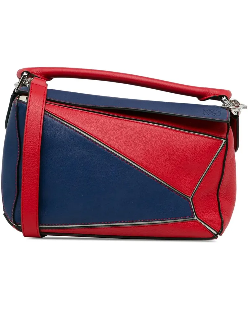 Loewe Hobo Bags Small Bicolor Calfskin Puzzle Satchel rot Rot