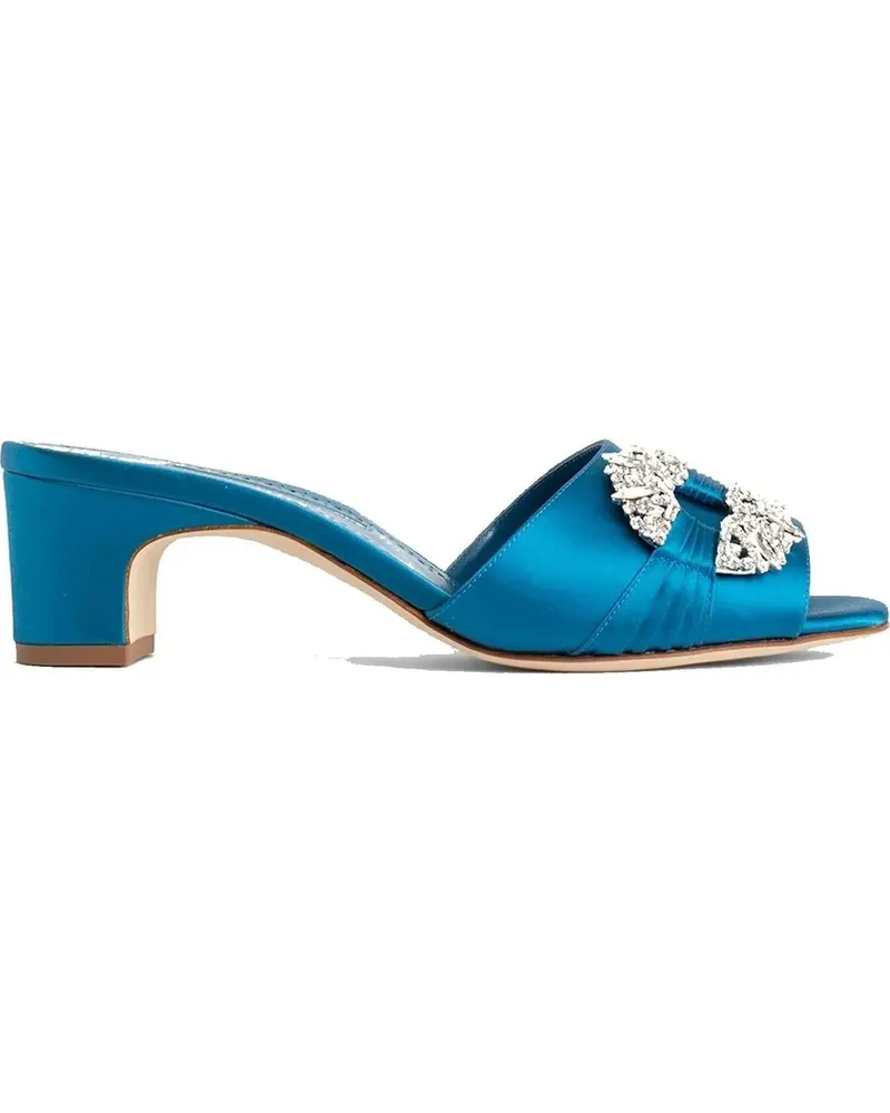 Manolo Blahnik Slipper & Pantoletten Prinap Satin Mules blau Blau