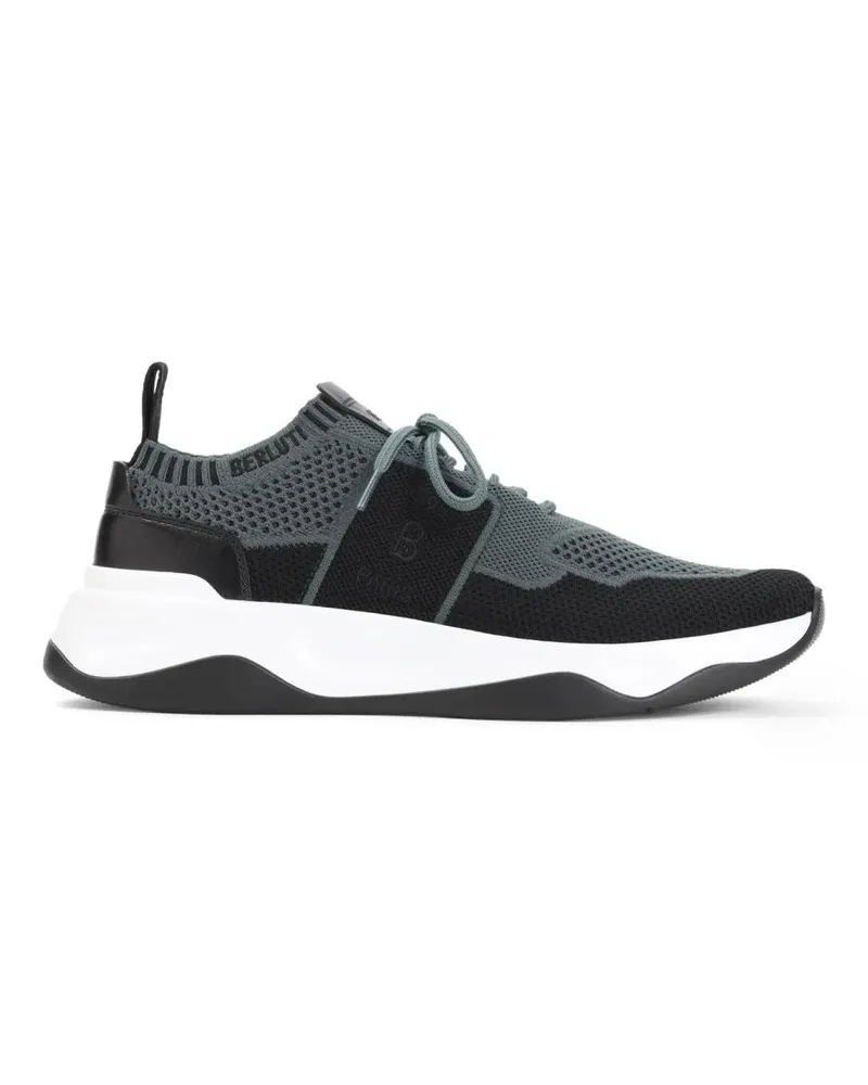 Berluti Low-Top Sneaker Breathable Textile And Leather Sneakers With Sole schwarz Schwarz