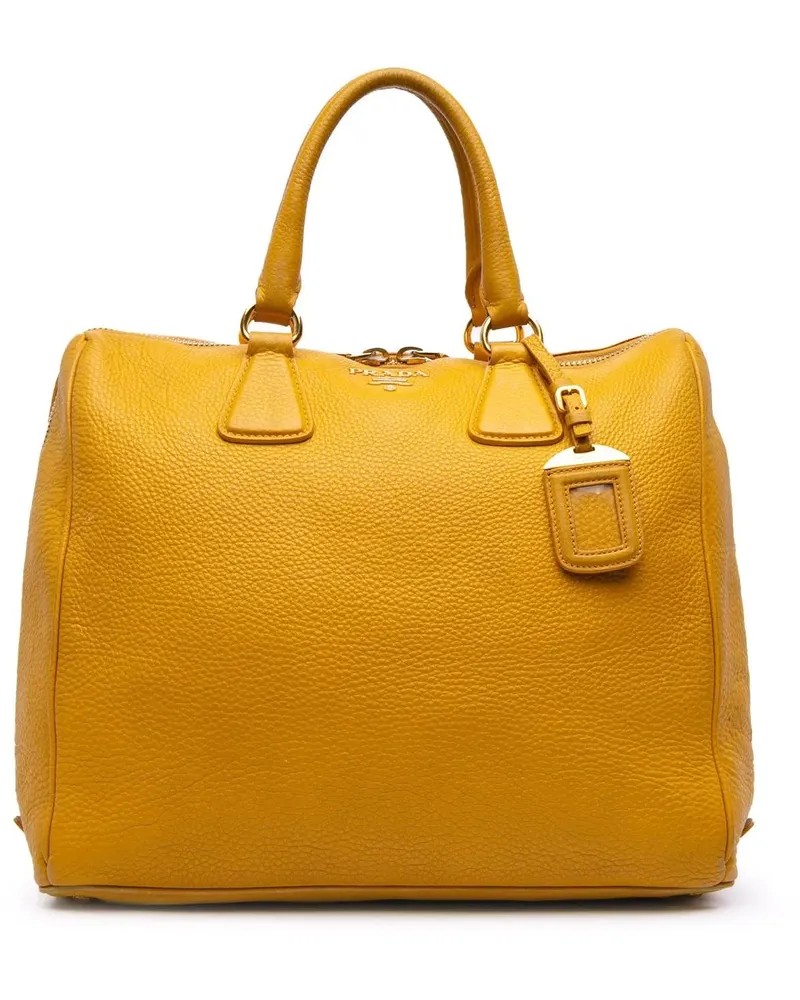 Prada Crossbody Bags Vitello Daino Boston Bag gelb Gelb