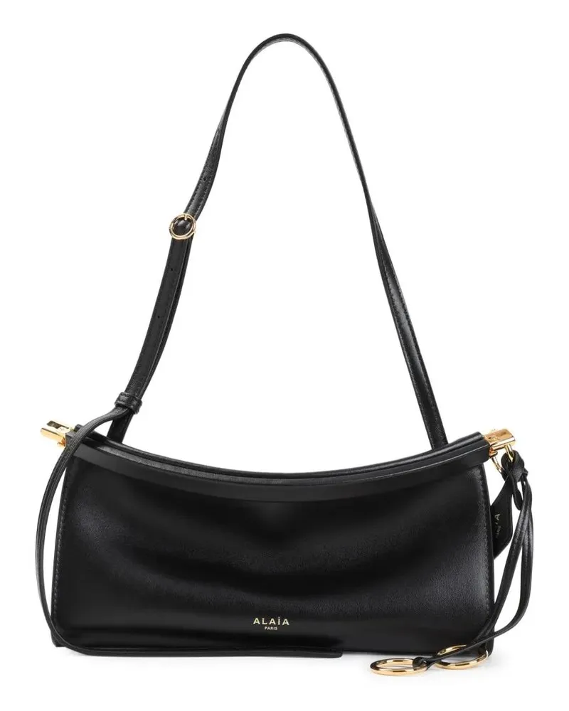 Alaïa Hobo Bags Compact Black Calf Leather Shoulder Bag With Gold- schwarz Schwarz