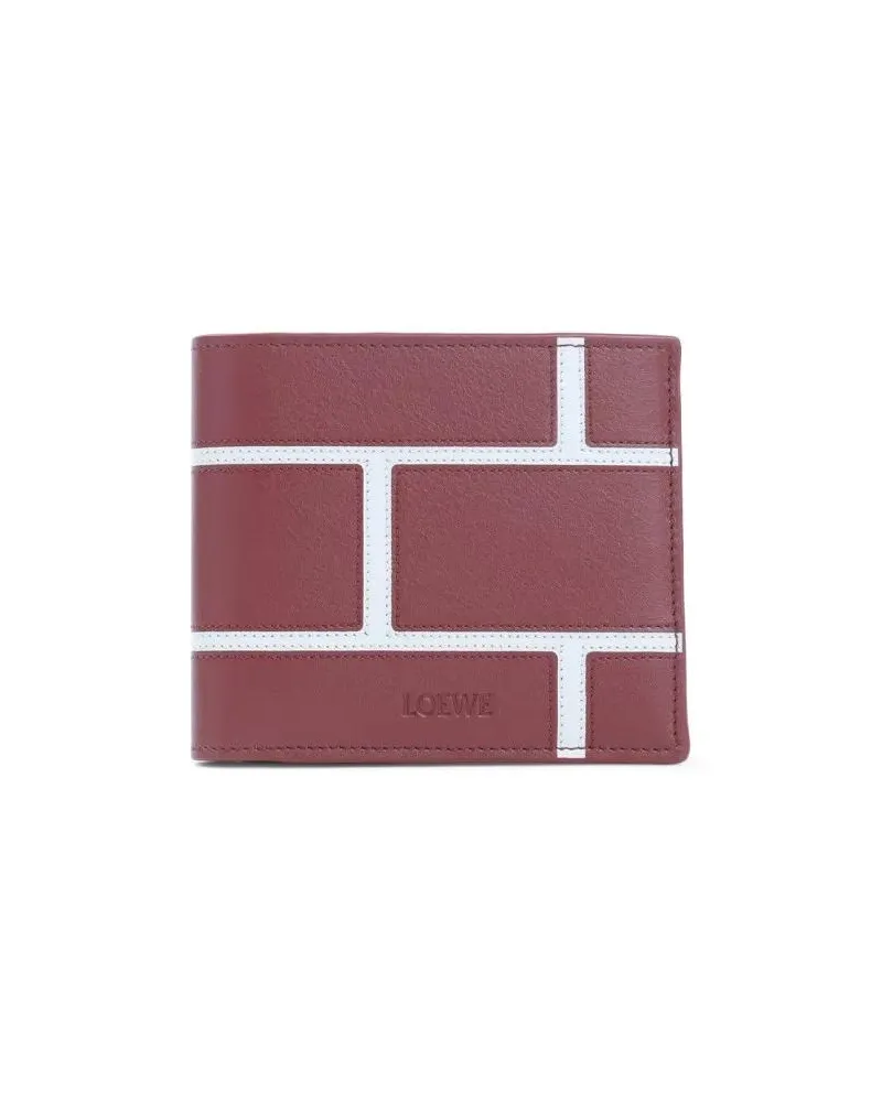 Loewe Portemonnaies Smooth Calfskin Leather Bifold Wallet With Geometr rot Rot