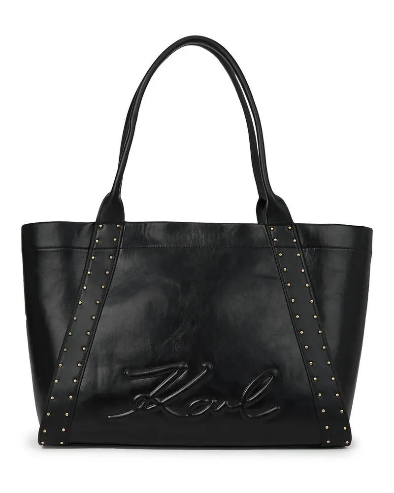 Karl Lagerfeld Shopper K/Ville Mittelgroße Tote Bag mit Nieten schwarz Schwarz