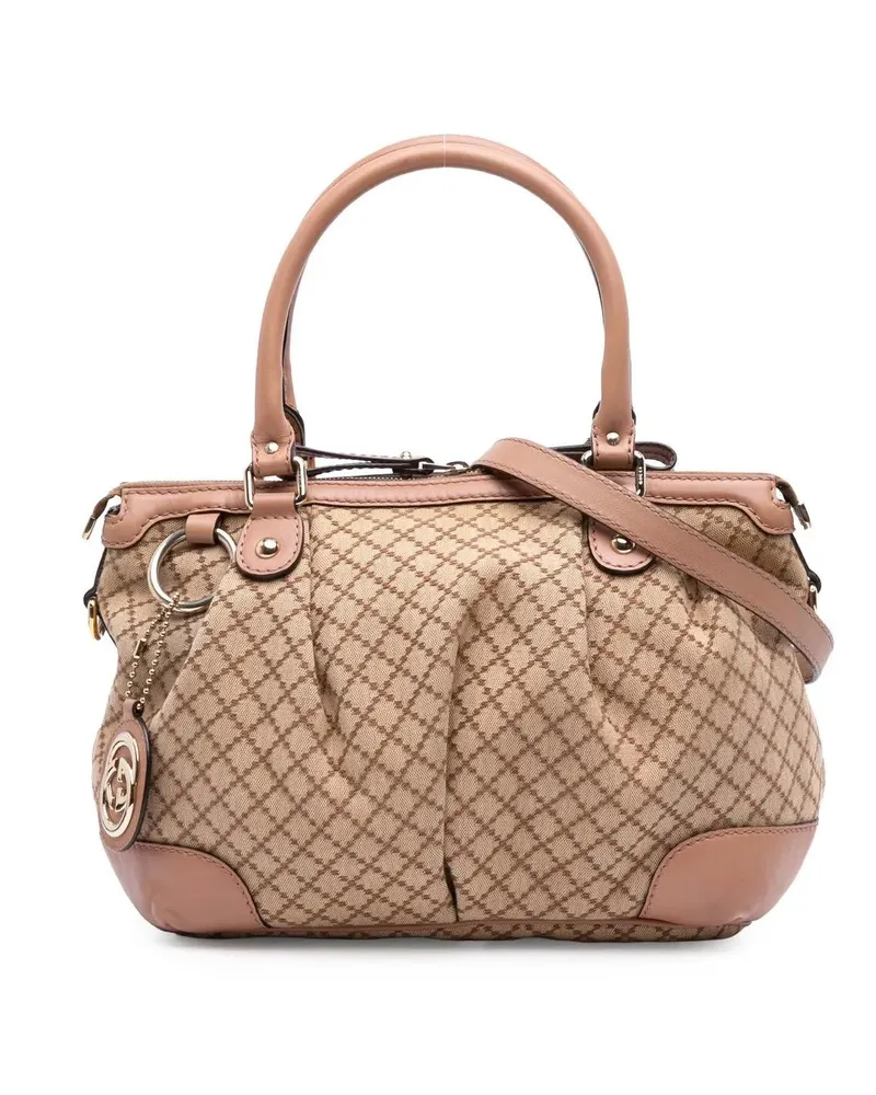 Gucci Hobo Bags Diamante Canvas Sukey Satchel braun Braun