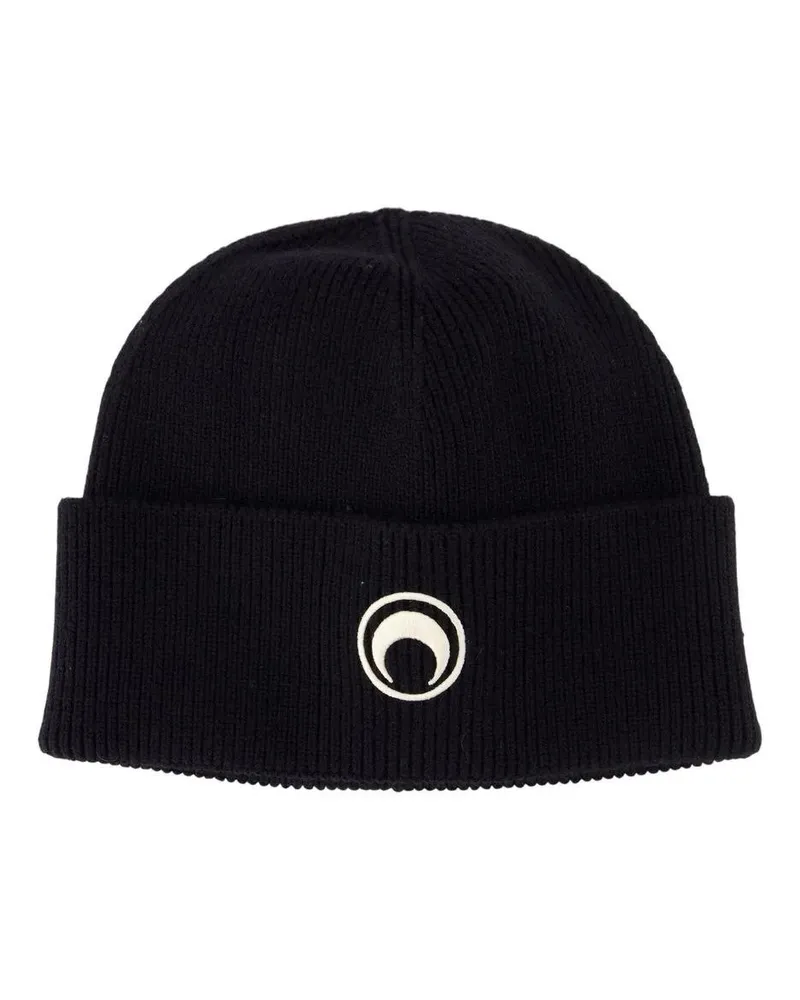 Marine Serre Caps & Mützen Ribbed Knit Wool Beanie schwarz Schwarz