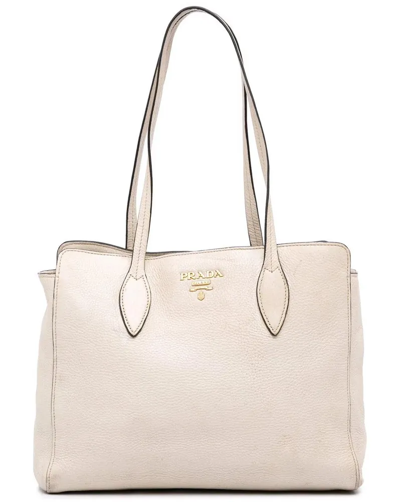 Prada Shopper Small Vitello Phenix Tote weiß Weiß
