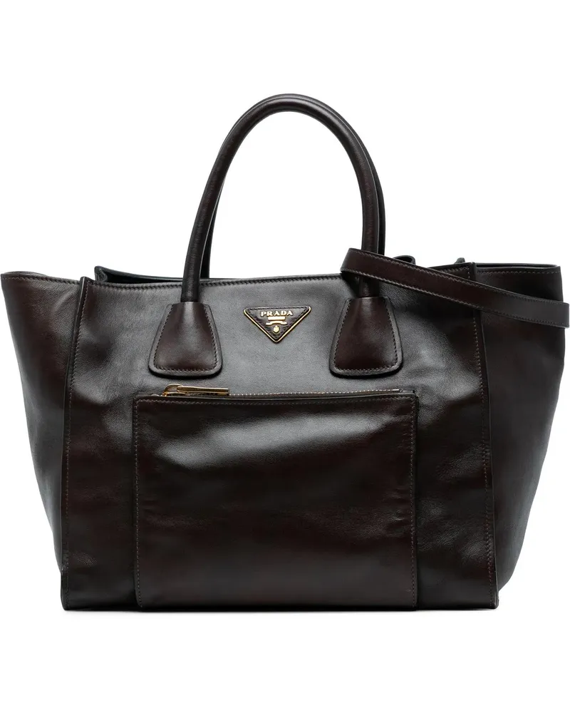 Prada Hobo Bags Soft Calf Shopping Tote braun Braun