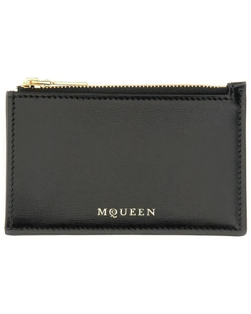 Alexander McQueen Portemonnaie Zippered Card Holder schwarz Schwarz