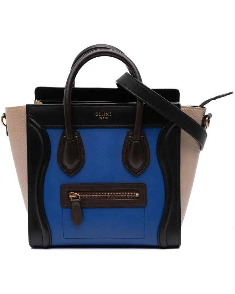 Celine Hobo Bags 2015 Nano Tricolor Leather Luggage Tote beige Beige