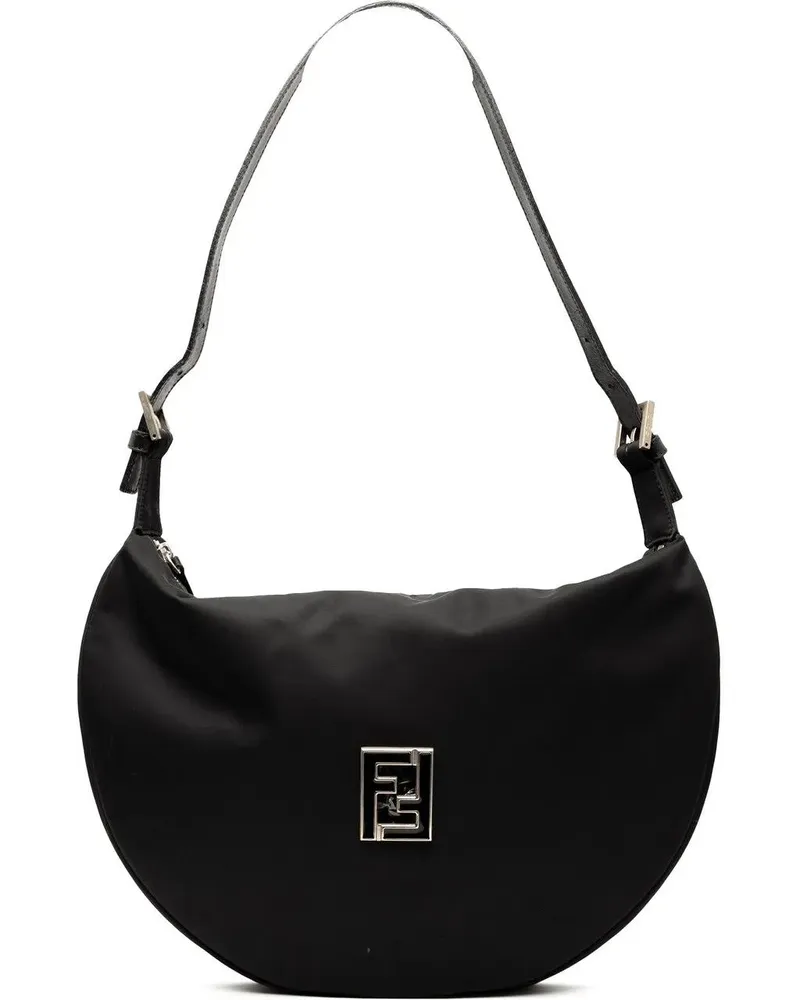 Fendi Hobo Bags Nylon FF Shoulder Bag schwarz Schwarz