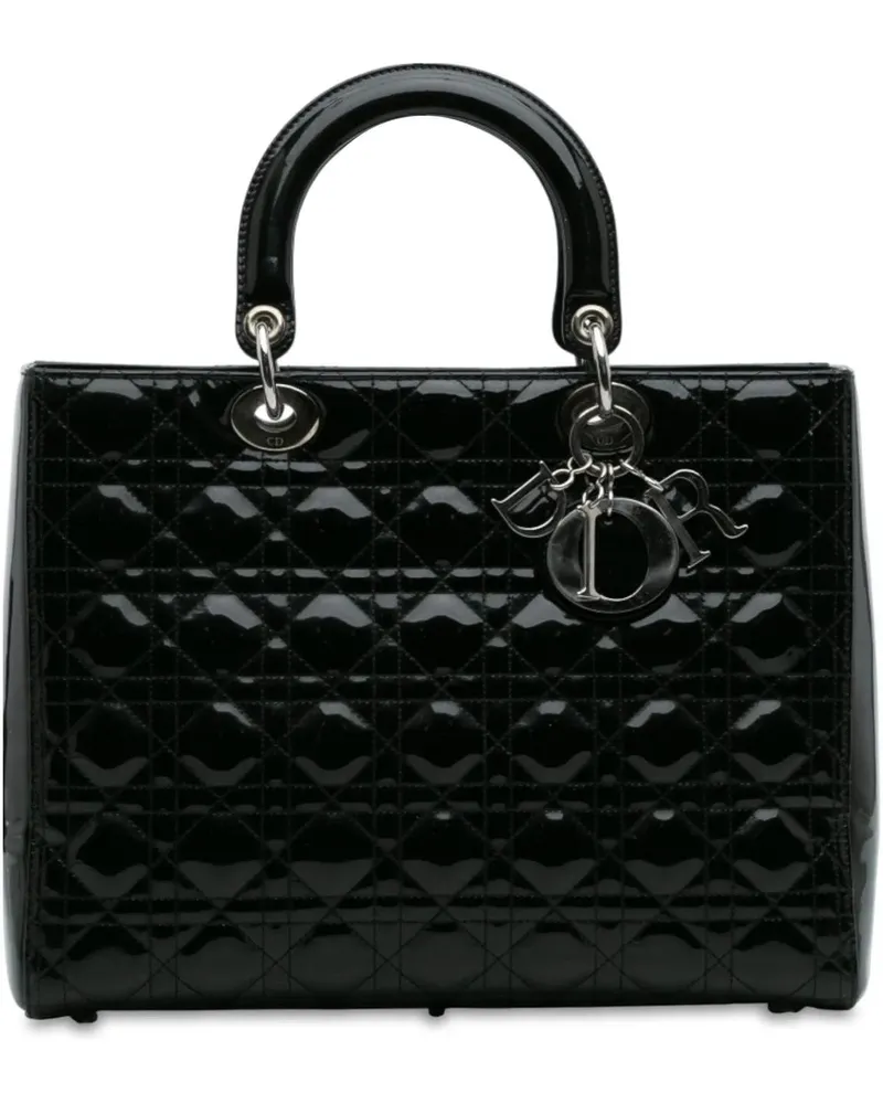 Dior Hobo Bags Large Patent Cannage Lady Dior schwarz Schwarz